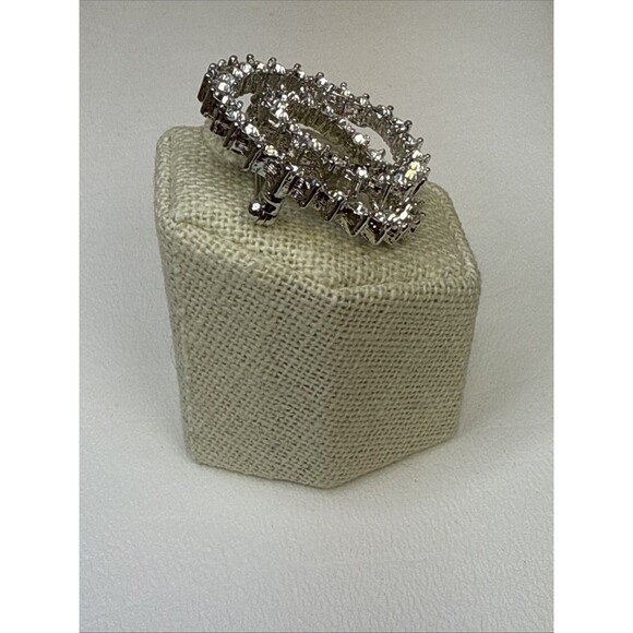 Nolan Miller Crystal Rhinestone Circle Swirl Eternity Brooch Pin Silver Tone Vtg - Picture 4 of 8